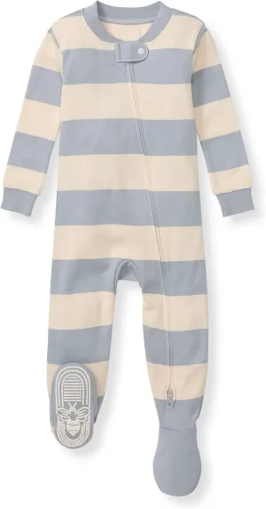 Burt's Bees Baby Boys' Pajamas, Zip-Front Non-Slip Footed Sleeper, Organic Cotton