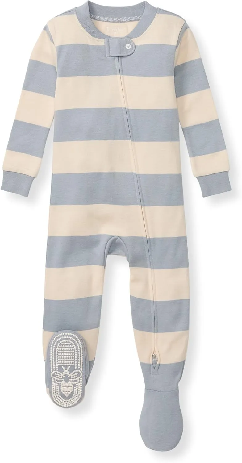 Burt's Bees Baby Boys' Pajamas, Zip-Front Non-Slip Footed Sleeper, Organic Cotton