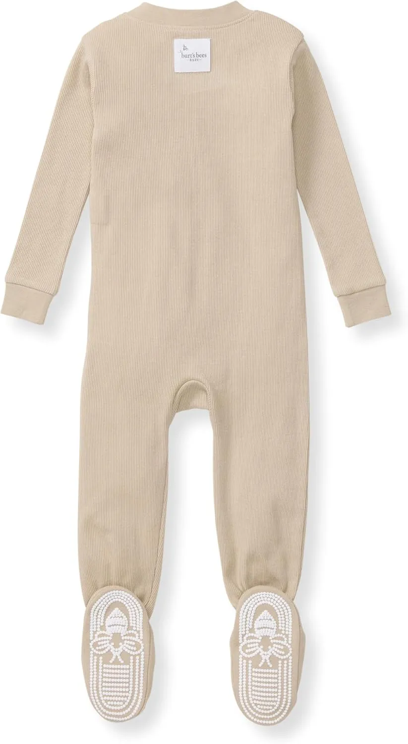 Burt's Bees Baby Boys' Pajamas, Zip-Front Non-Slip Footed Sleeper, Organic Cotton