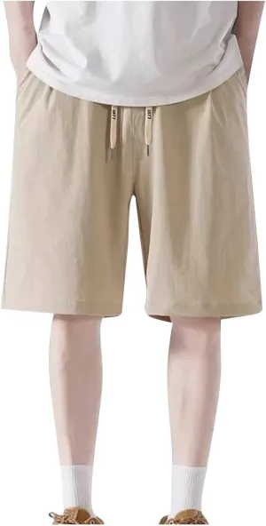 Casual Plus Size Shorts for Men Lightweight Breathable Athletic Workout Gym Short Pant Quick Dry Drawstring Trunks