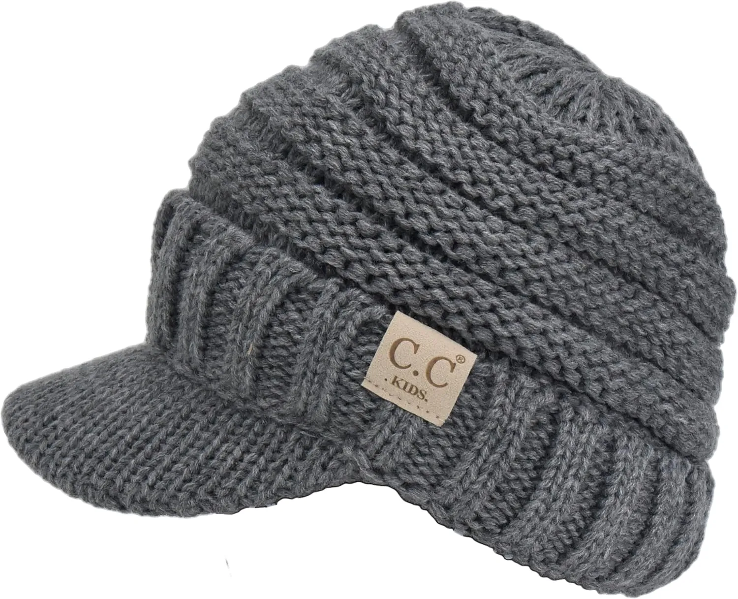 C.C Toddler Trendy Warm Oversized Chunky Soft Oversized Ribbed Slouchy Knit Hat with Visor Brim