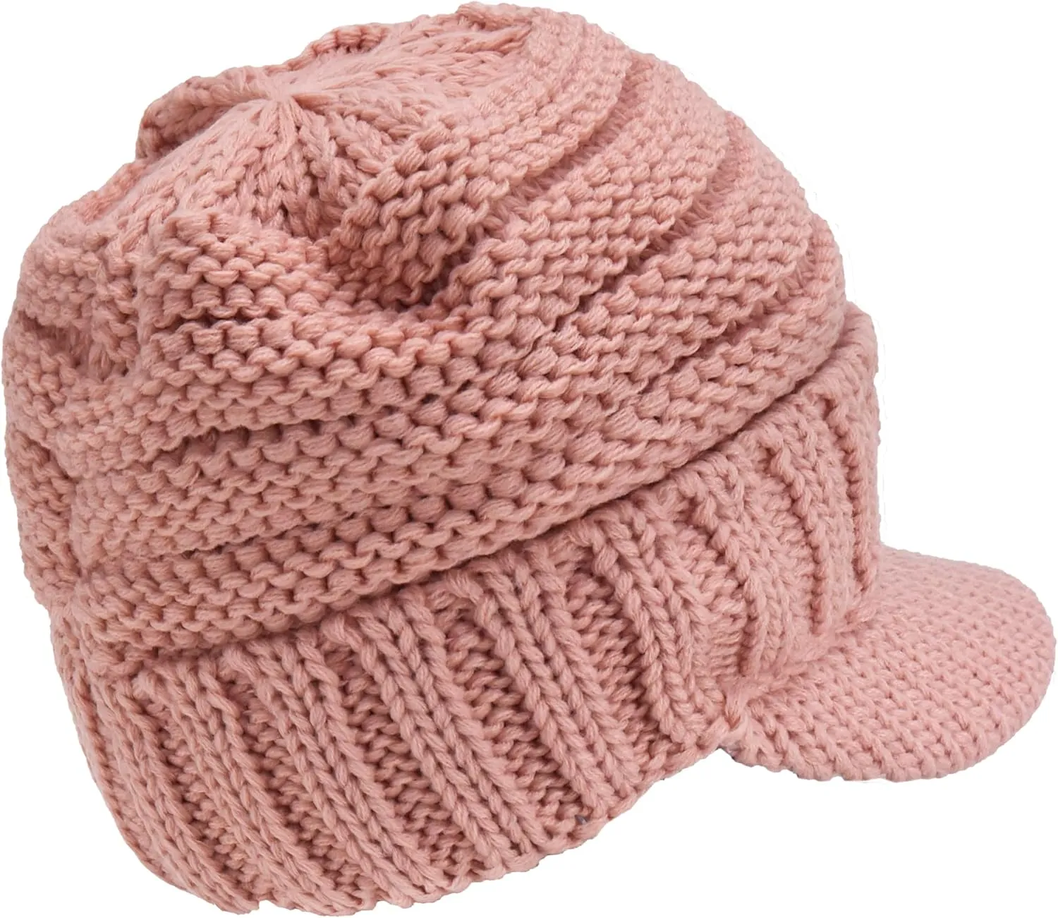 C.C Toddler Trendy Warm Oversized Chunky Soft Oversized Ribbed Slouchy Knit Hat with Visor Brim