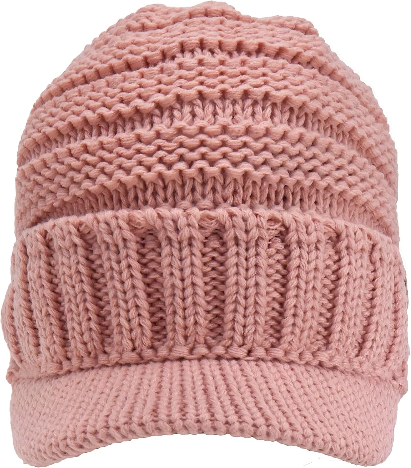 C.C Toddler Trendy Warm Oversized Chunky Soft Oversized Ribbed Slouchy Knit Hat with Visor Brim