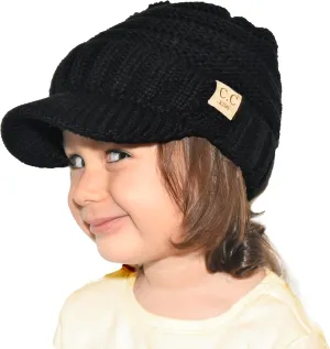 C.C Toddler Trendy Warm Oversized Chunky Soft Oversized Ribbed Slouchy Knit Hat with Visor Brim