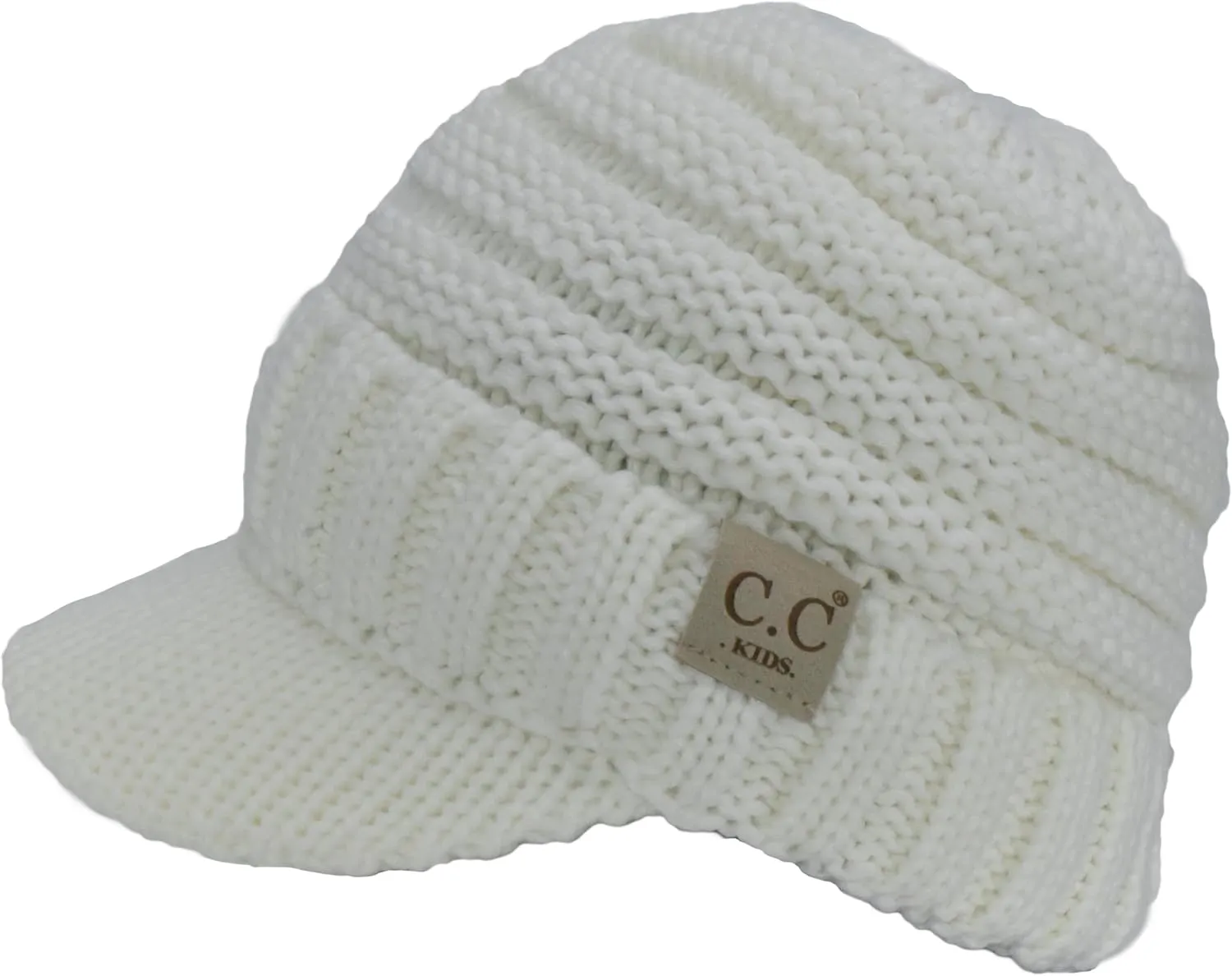 C.C Toddler Trendy Warm Oversized Chunky Soft Oversized Ribbed Slouchy Knit Hat with Visor Brim