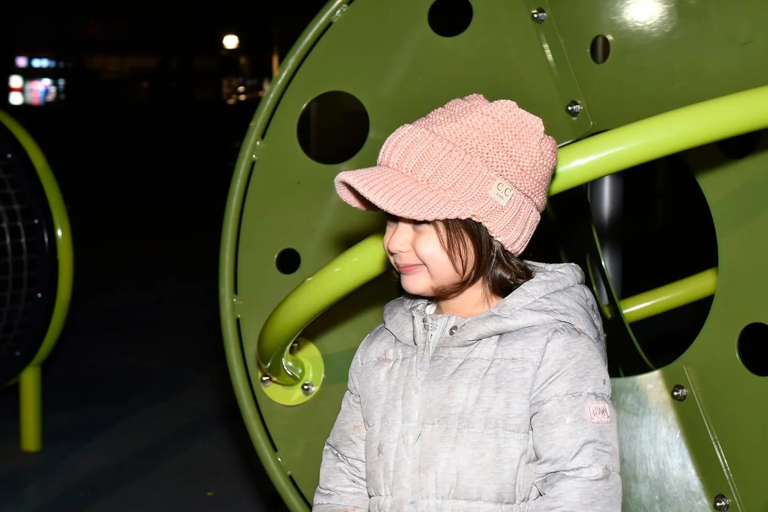 C.C Toddler Trendy Warm Oversized Chunky Soft Oversized Ribbed Slouchy Knit Hat with Visor Brim