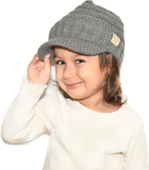 C.C Toddler Trendy Warm Oversized Chunky Soft Oversized Ribbed Slouchy Knit Hat with Visor Brim