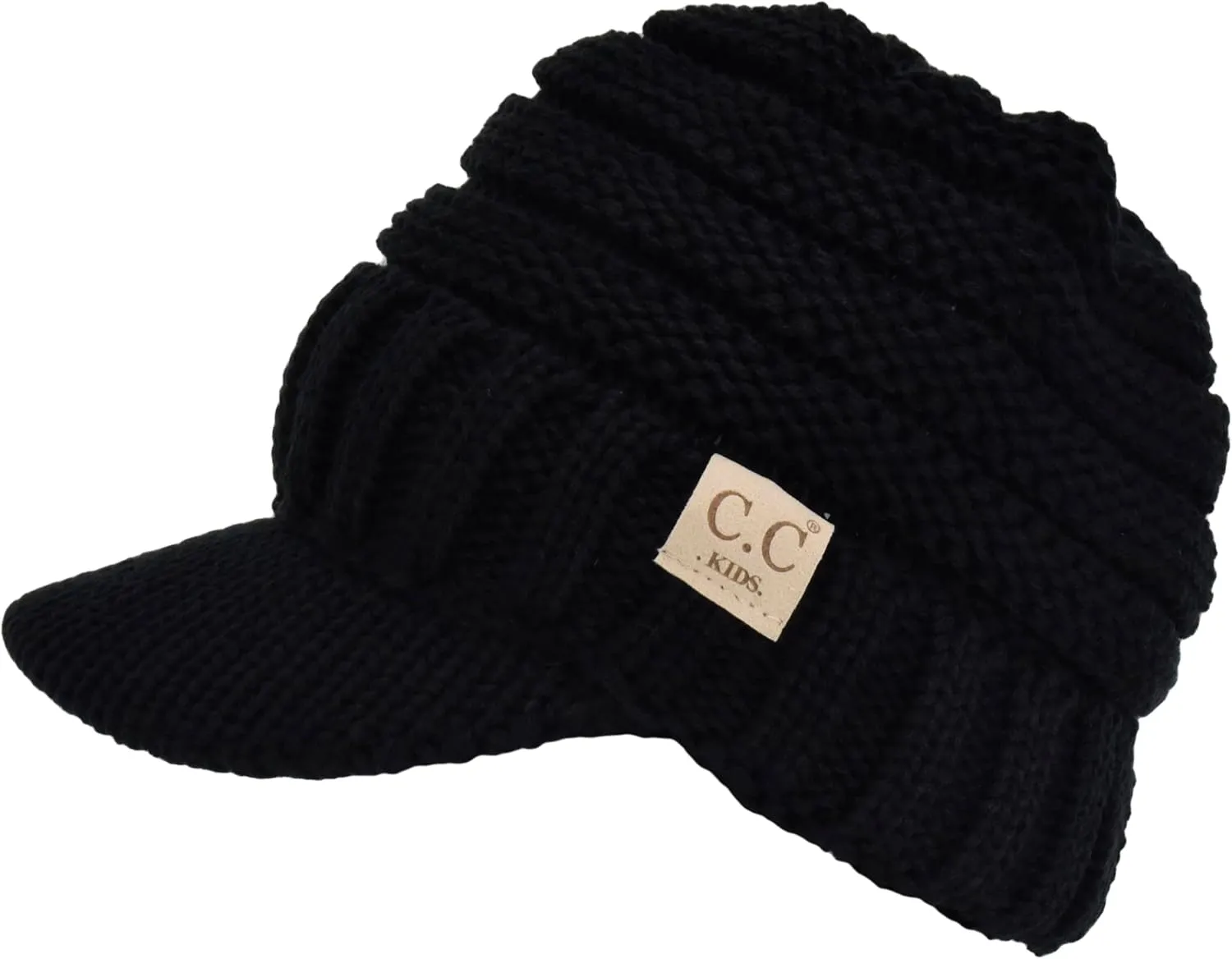 C.C Toddler Trendy Warm Oversized Chunky Soft Oversized Ribbed Slouchy Knit Hat with Visor Brim