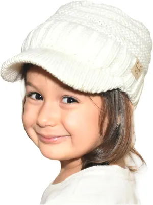 C.C Toddler Trendy Warm Oversized Chunky Soft Oversized Ribbed Slouchy Knit Hat with Visor Brim