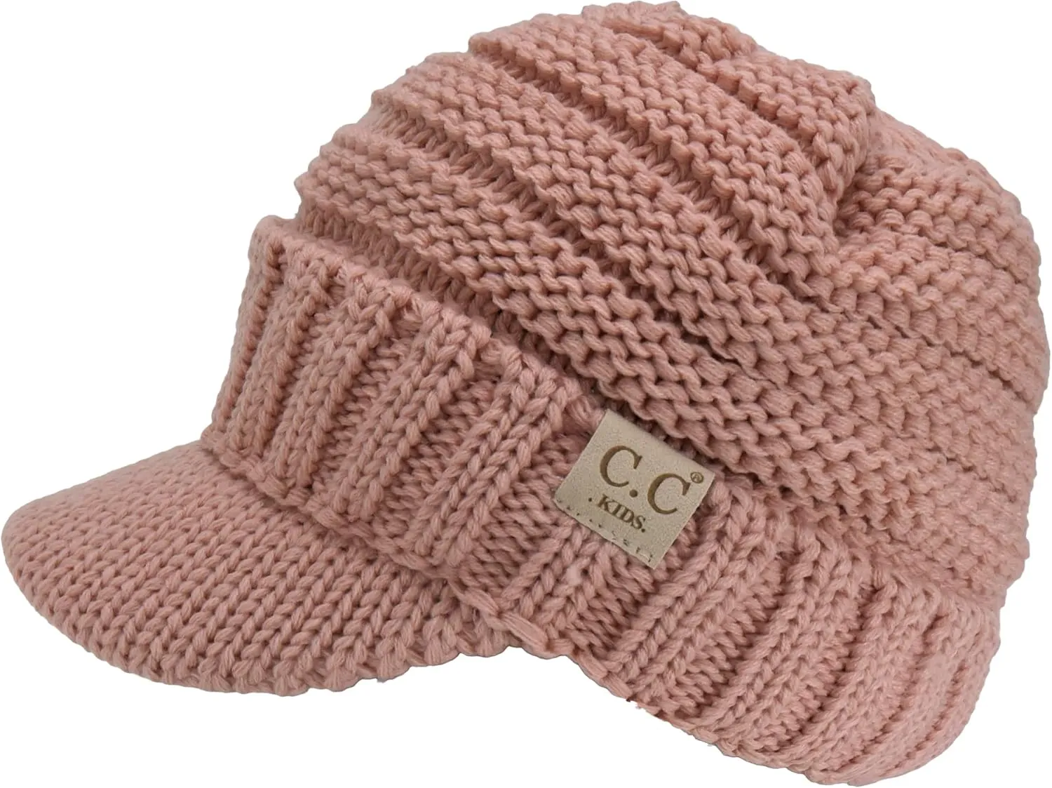 C.C Toddler Trendy Warm Oversized Chunky Soft Oversized Ribbed Slouchy Knit Hat with Visor Brim