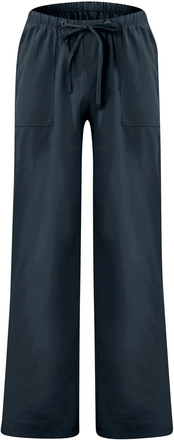 Cotton Linen Pants Men Lightweight Big and Tall Elastic Waist Pants 2025 Summer Beach Travel Trousers with Pockets