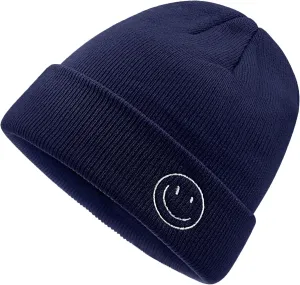 Croogo Winter Warm Beanie for Men Women Cotton Watch Cap Smile Face Embroidered Beanies Hat Funny Beanies Hat