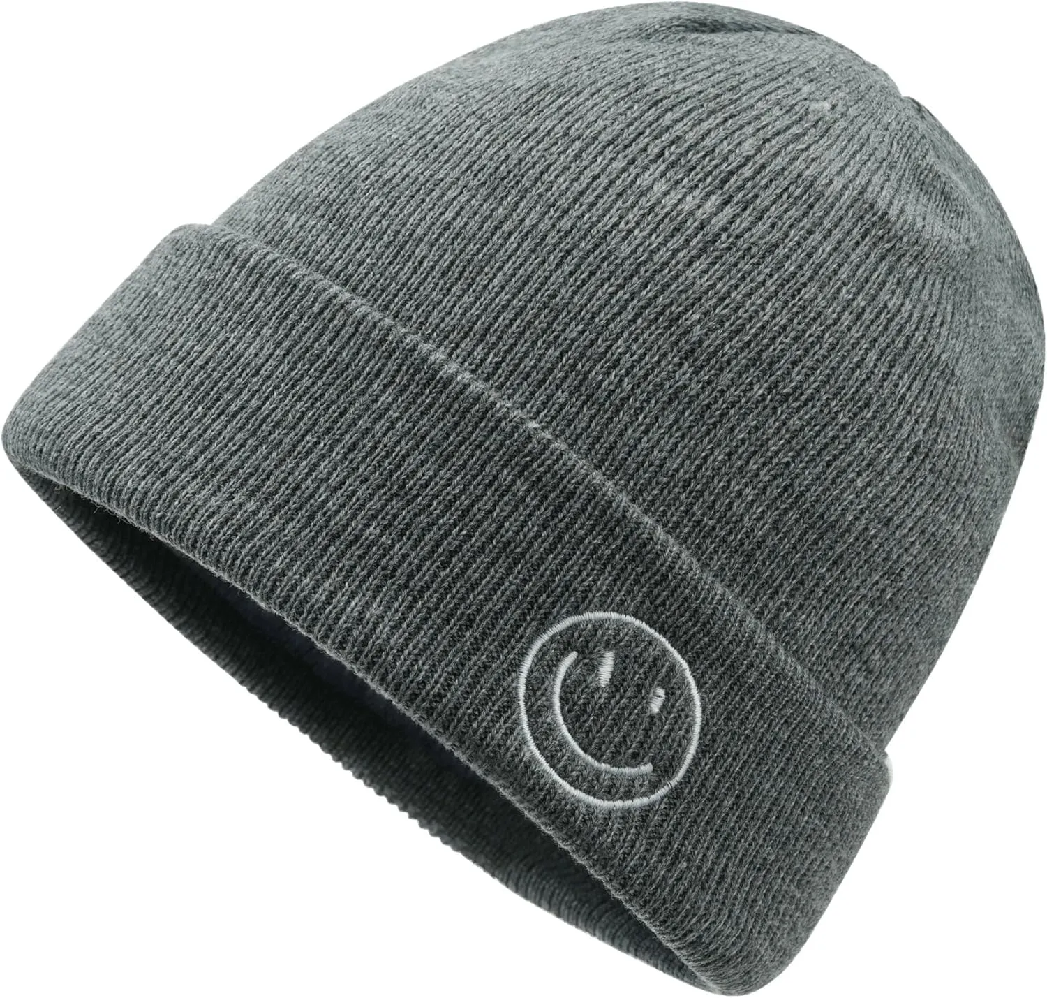 Croogo Winter Warm Beanie for Men Women Cotton Watch Cap Smile Face Embroidered Beanies Hat Funny Beanies Hat