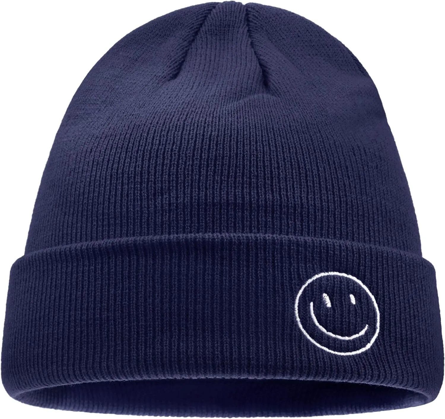 Croogo Winter Warm Beanie for Men Women Cotton Watch Cap Smile Face Embroidered Beanies Hat Funny Beanies Hat