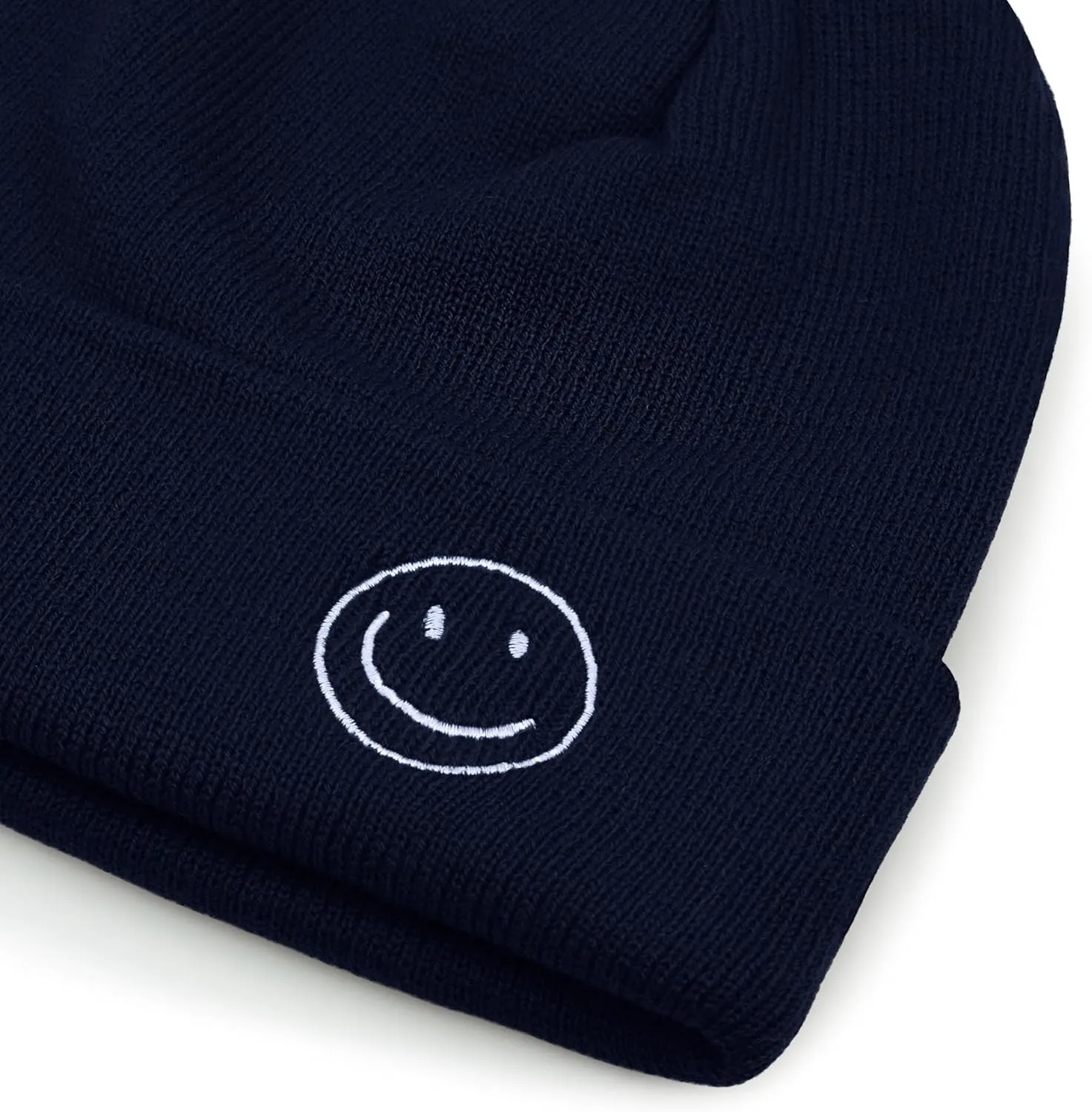 Croogo Winter Warm Beanie for Men Women Cotton Watch Cap Smile Face Embroidered Beanies Hat Funny Beanies Hat