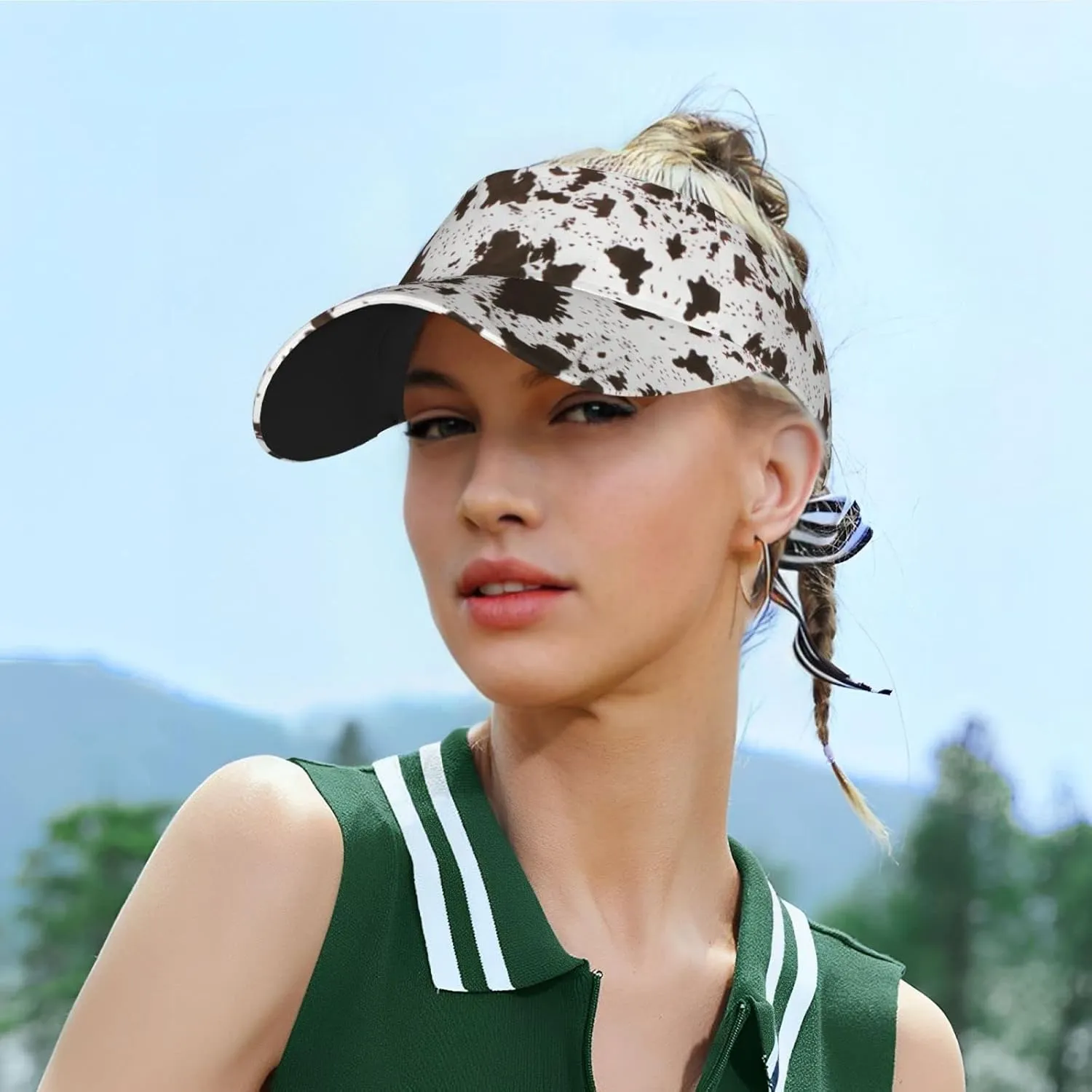 Cute Cow Print Wide Brim Hats Cow Print Sun Hat Sun Visor for Women Men Teens