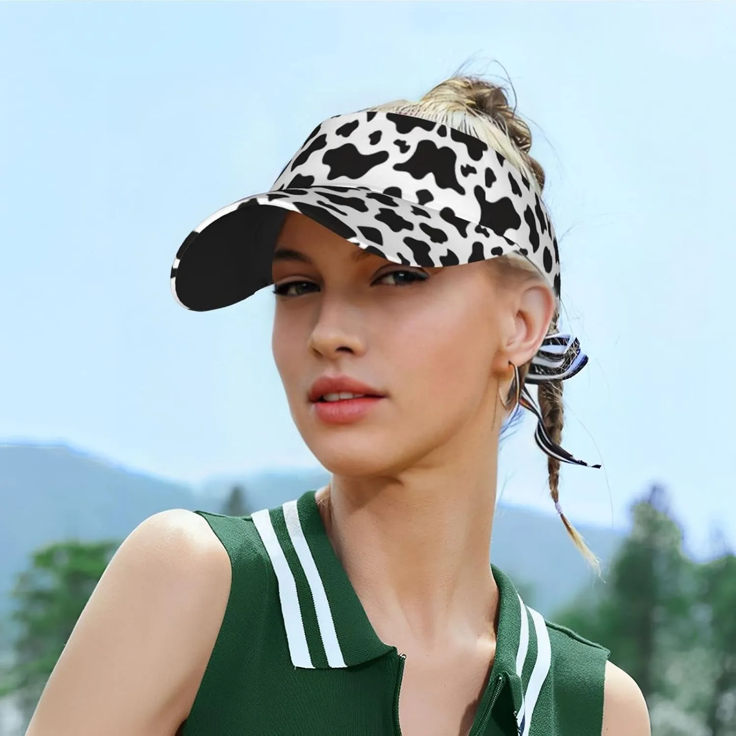 Cute Cow Print Wide Brim Hats Cow Print Sun Hat Sun Visor for Women Men Teens