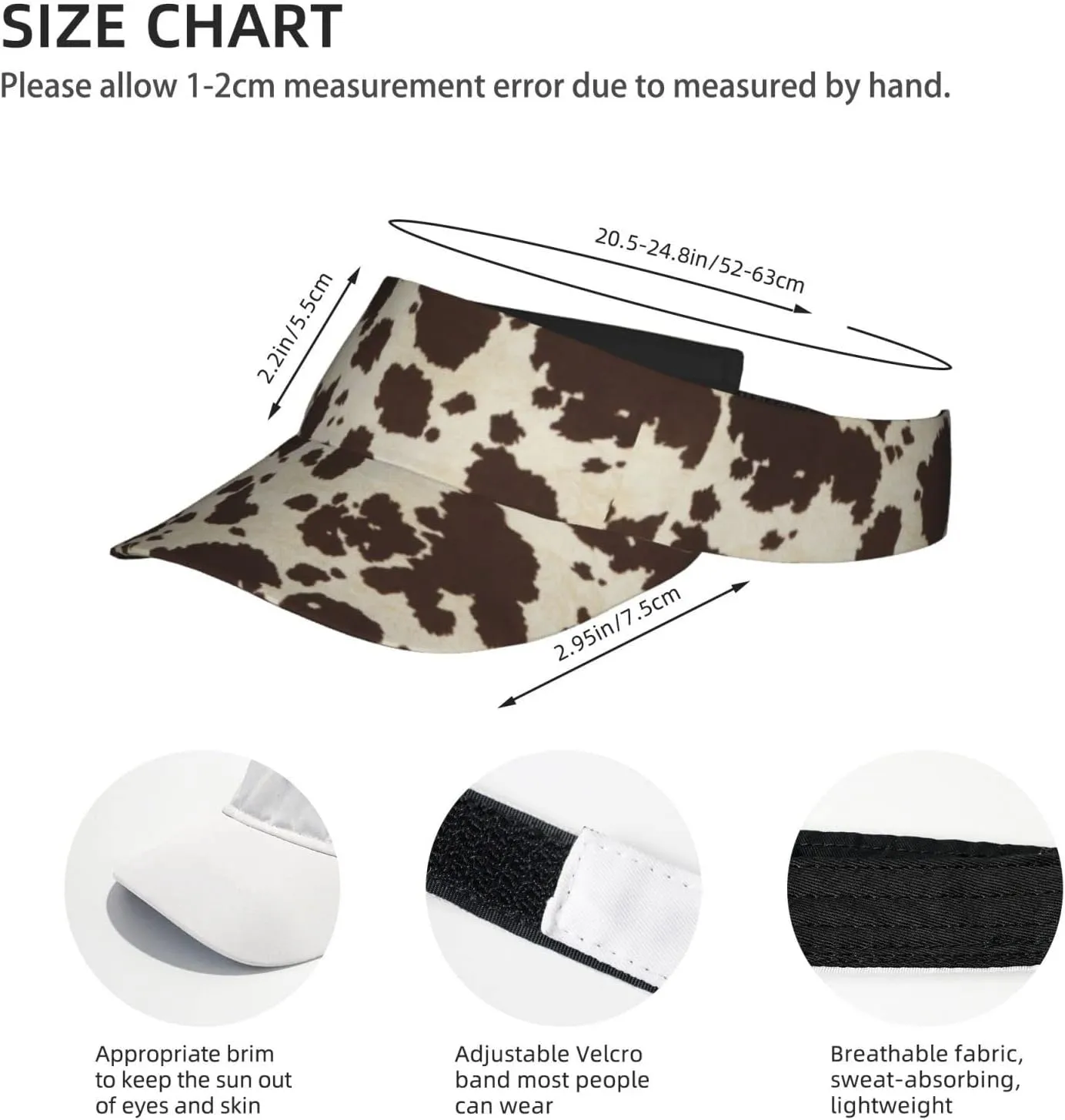 Cute Cow Print Wide Brim Hats Cow Print Sun Hat Sun Visor for Women Men Teens