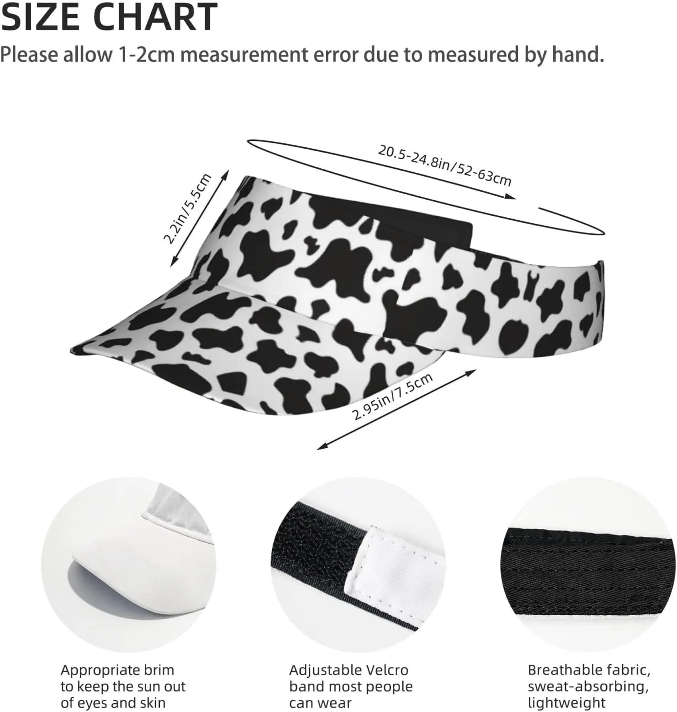 Cute Cow Print Wide Brim Hats Cow Print Sun Hat Sun Visor for Women Men Teens