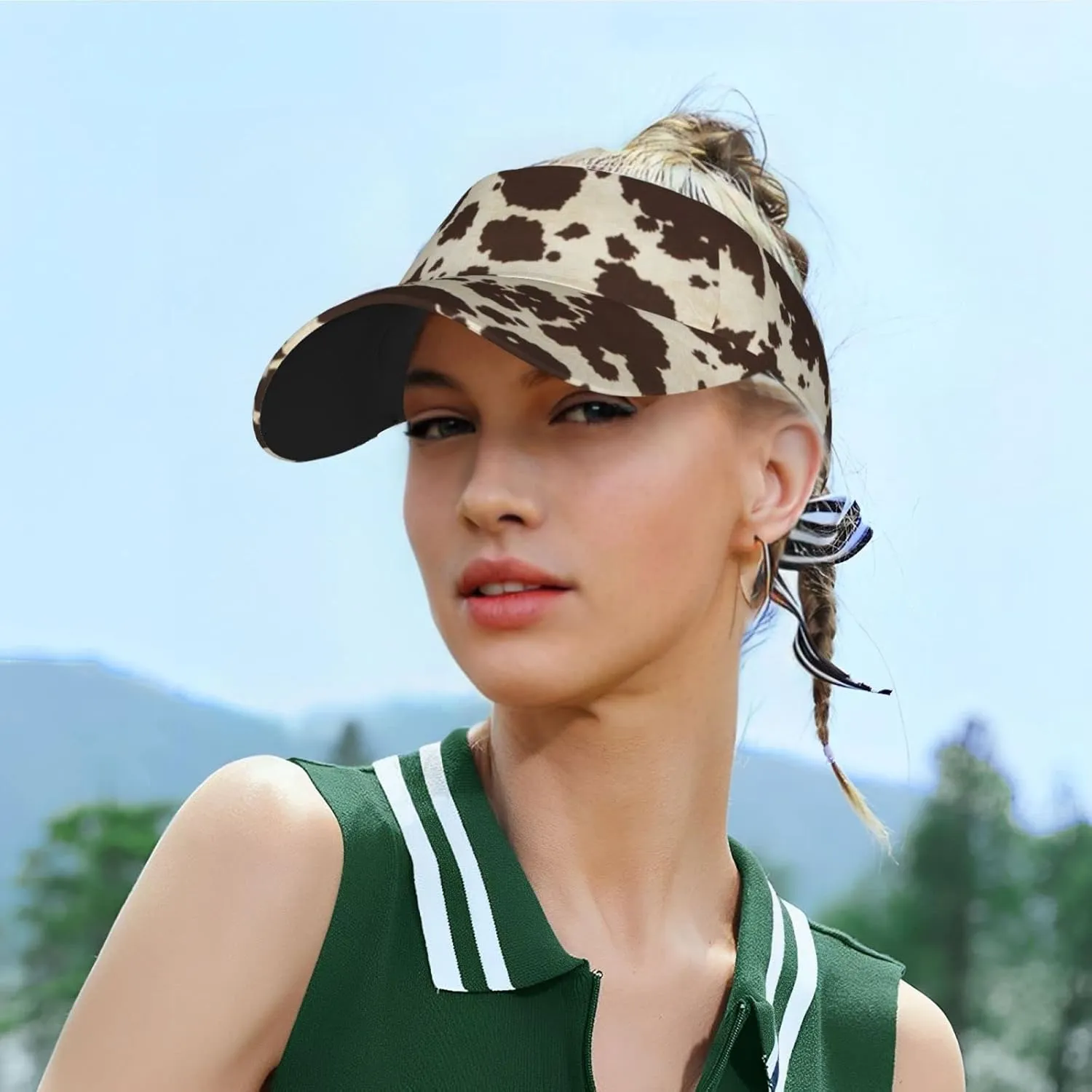 Cute Cow Print Wide Brim Hats Cow Print Sun Hat Sun Visor for Women Men Teens