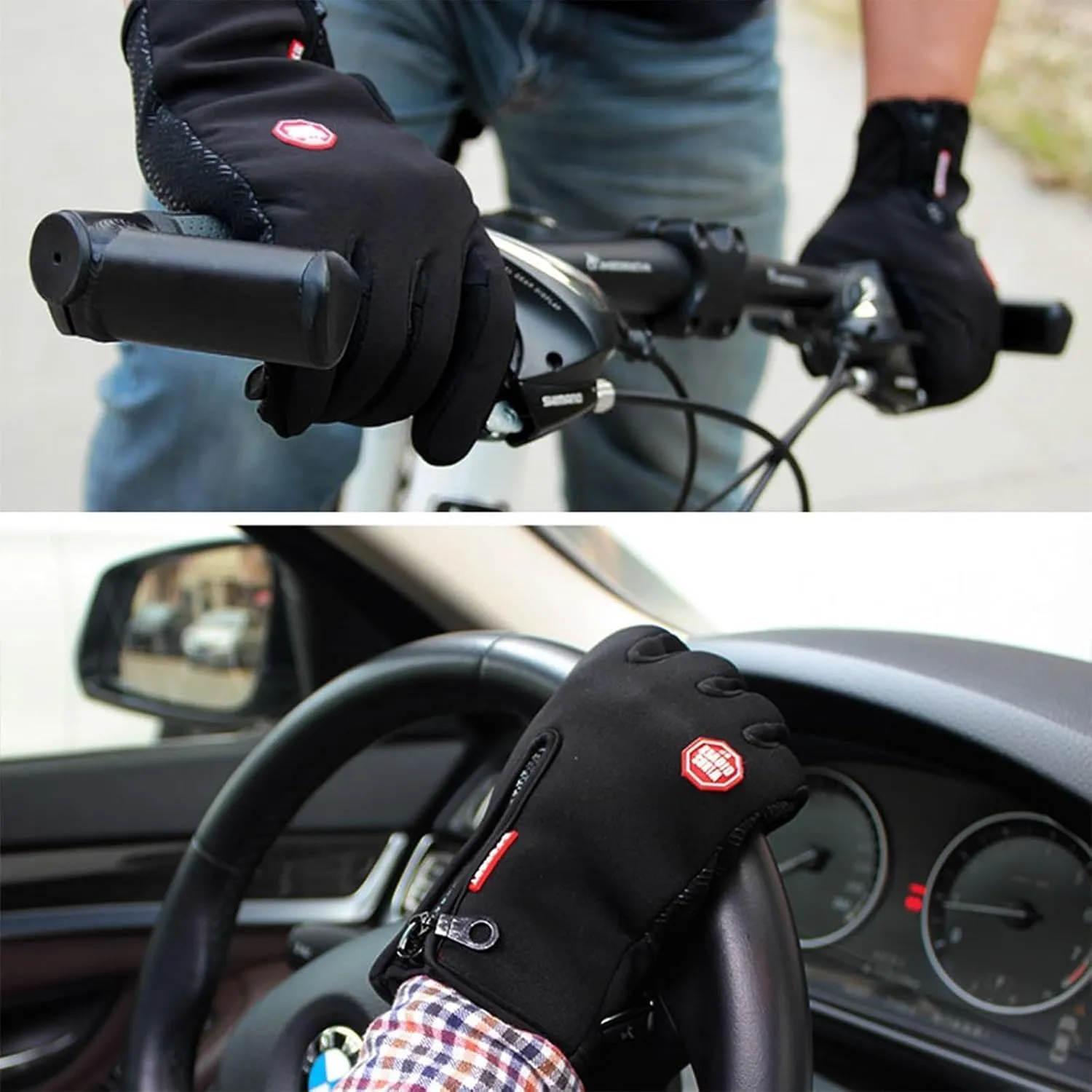 CYG&CL Outdoor Winter Touchscreen Warm Gloves, Water Resistant Windproof Anti-Slip Sports Gloves for Cycling Driving Running Hiking Climbing Skiing Sports, Adjustable Size for Men＆Women