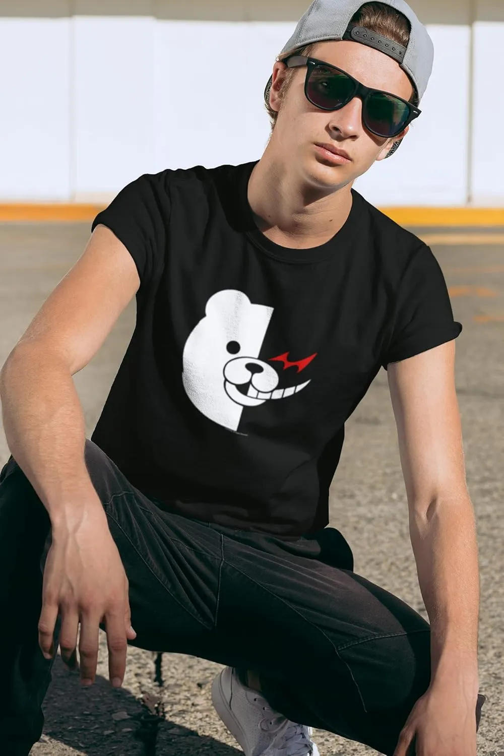 Danganronpa Monokuma Face Anime Tee Shirt Tshirt Unisex Men Women Girls Boys