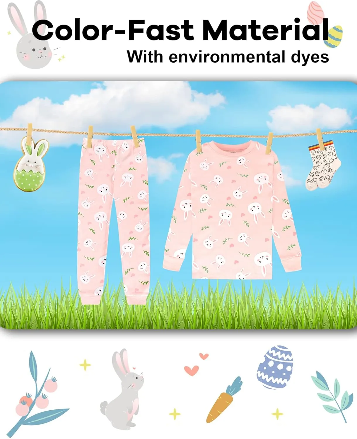 DAUGHTER QUEEN Girls 4 Pieces Cotton Pajamas Size 18 Months-12 Years