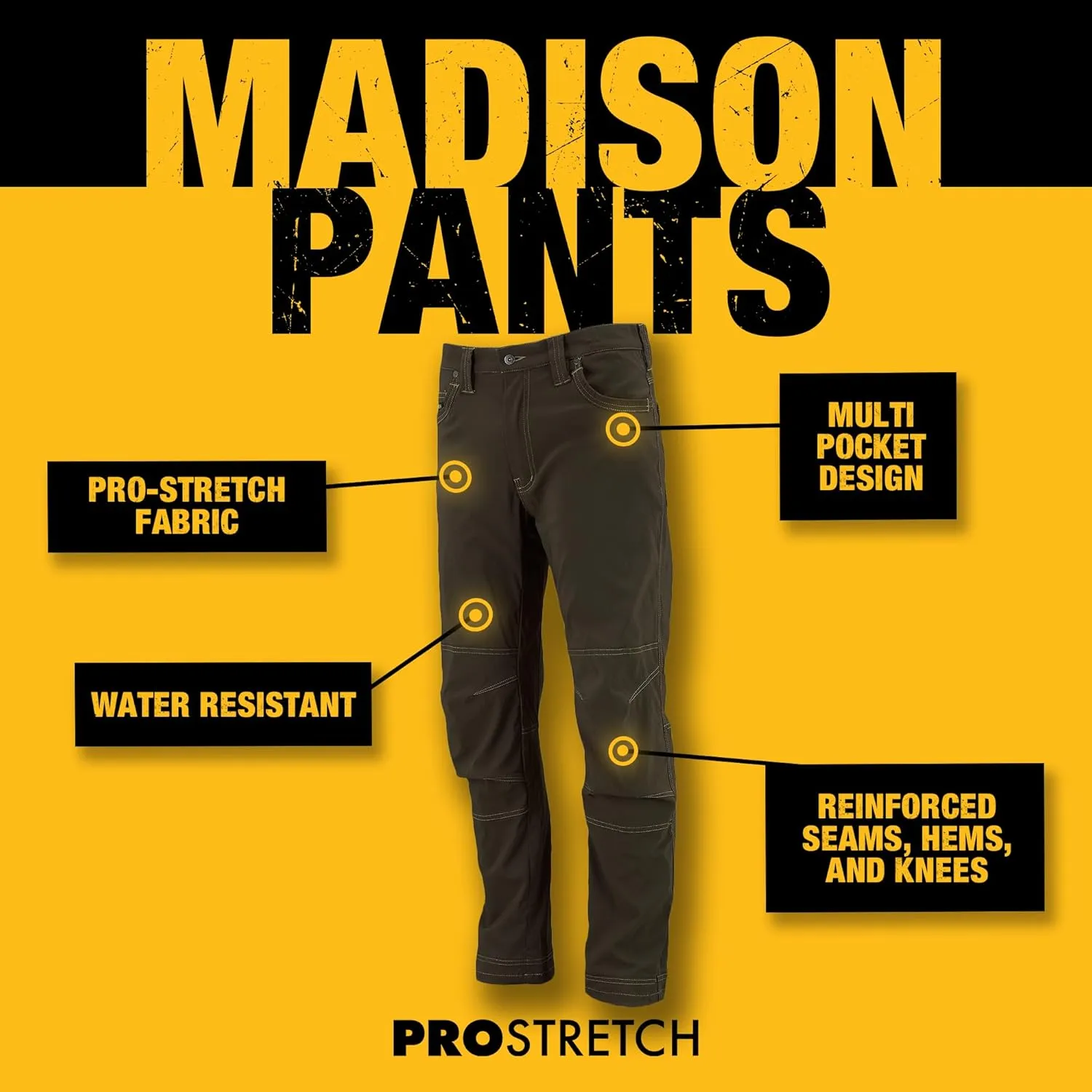 DEWALT Madison Men's, Pro-Stretch, Water Resistant Work Pants