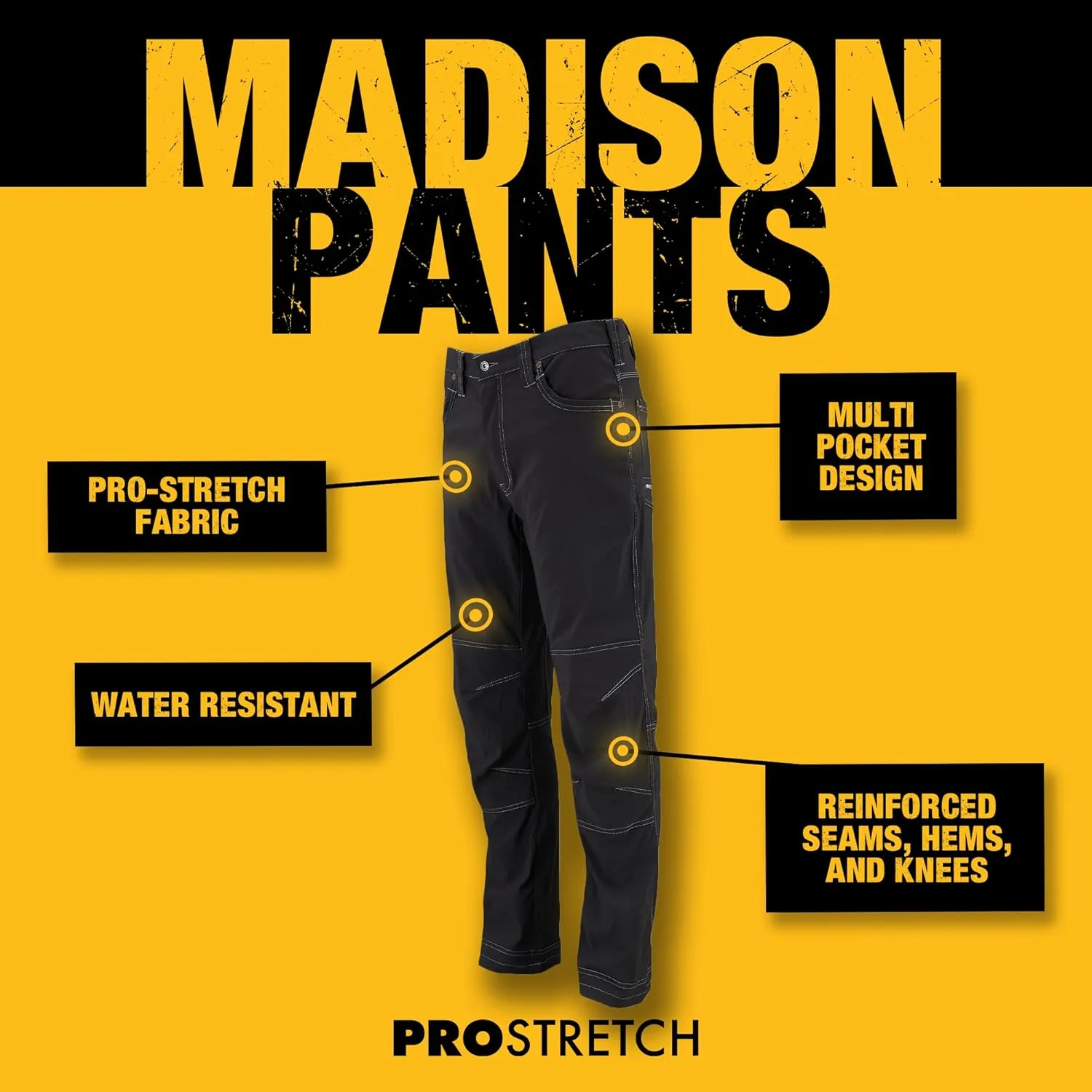 DEWALT Madison Men's, Pro-Stretch, Water Resistant Work Pants