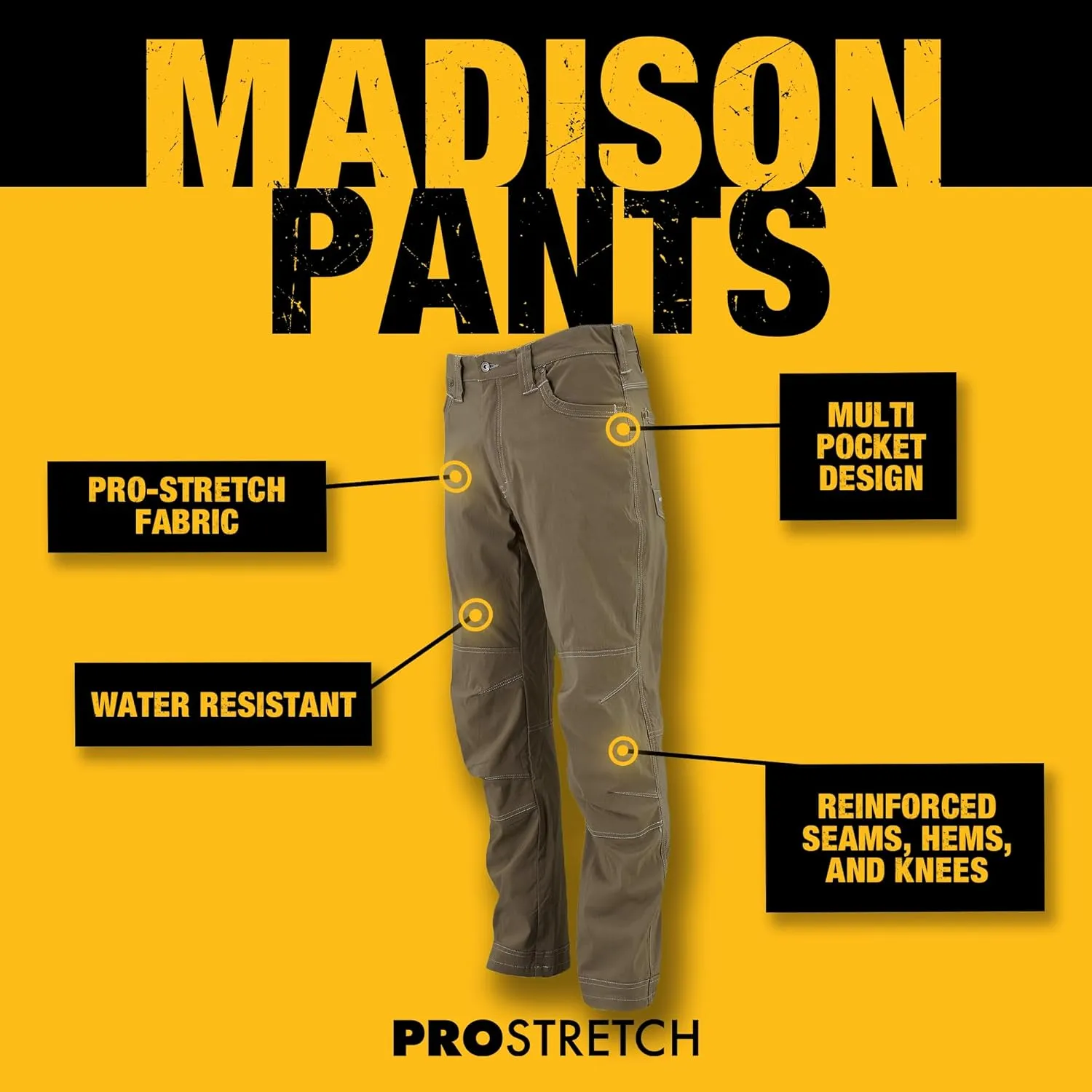 DEWALT Madison Men's, Pro-Stretch, Water Resistant Work Pants