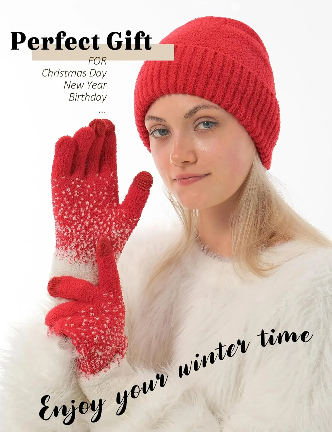 DS DADOU&XIAOSHAN Winter Gloves For Women, Womens Gloves With Touchscreen Fingers For Cold Weather Thermal Mitten Fleece Line