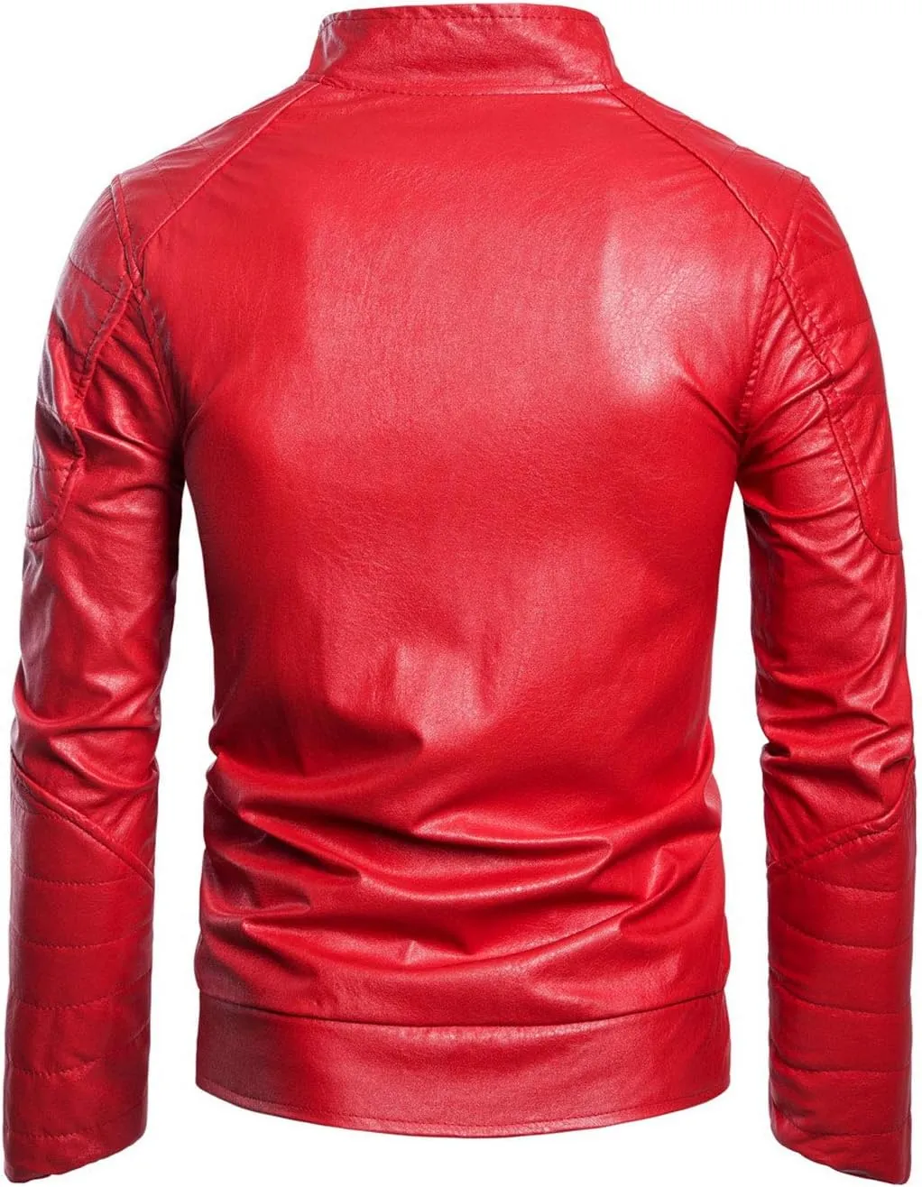 ebossy Men's Casual Stand Collar Zip Up Faux Leather Diamond Quilted Moto Jacket
