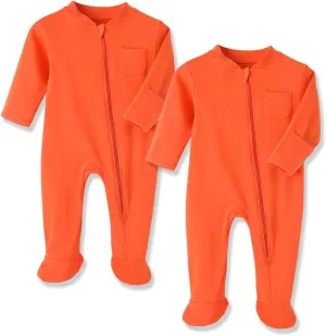 Eleven's Kingdom Baby Kids Sleep and Play,Baby Cotton Pajamas with Mitten Cuffs, 2 Way Zipper Footed Sleeper 0-12 Month