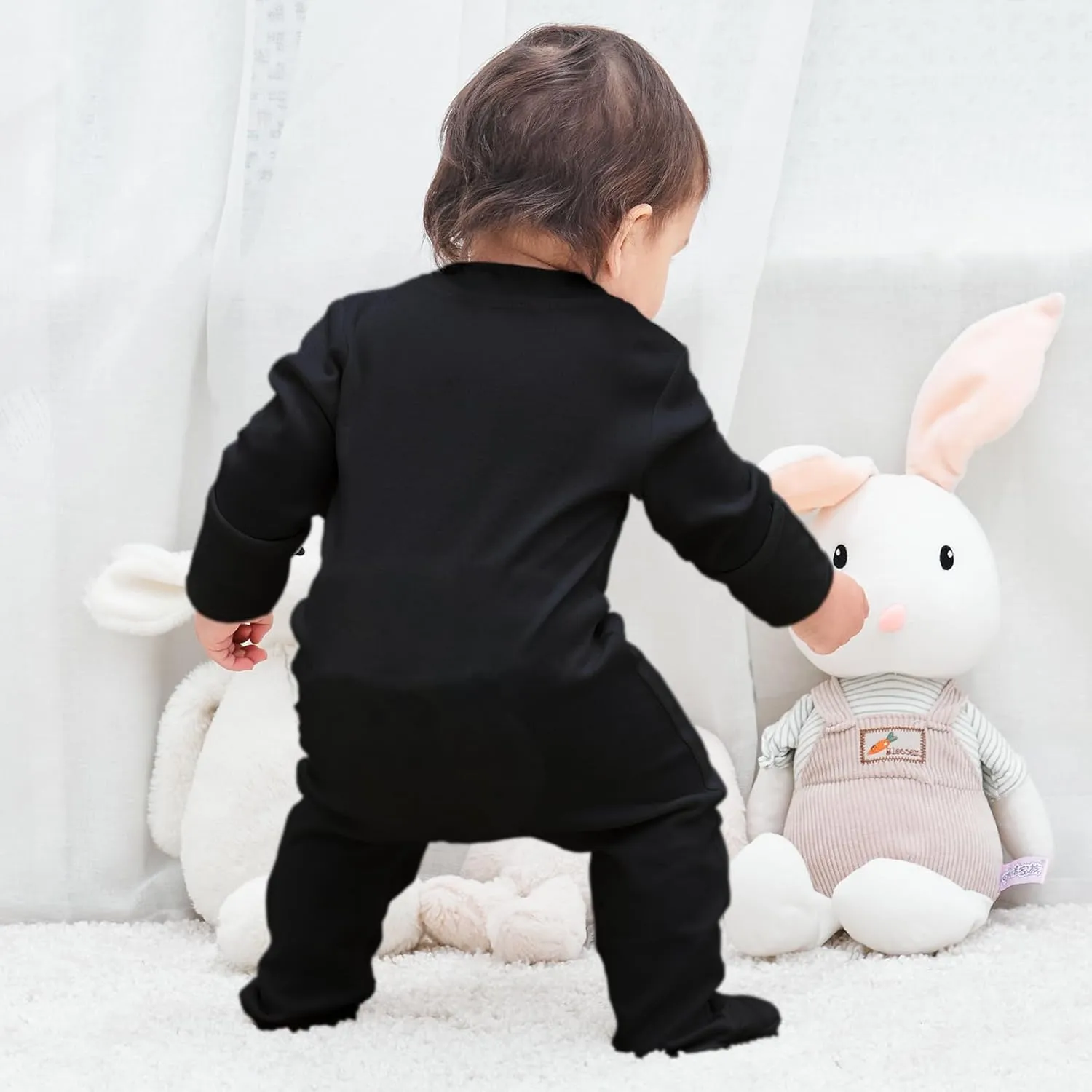 Eleven's Kingdom Baby Kids Sleep and Play,Baby Cotton Pajamas with Mitten Cuffs, 2 Way Zipper Footed Sleeper 0-12 Month