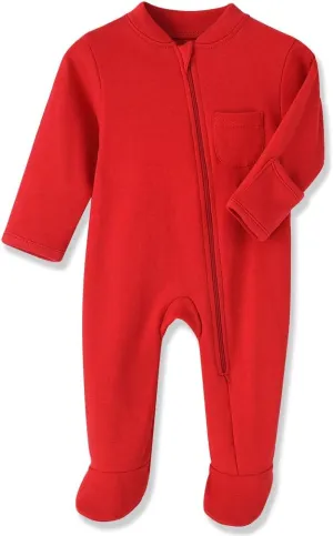 Eleven's Kingdom Baby Kids Sleep and Play,Baby Cotton Pajamas with Mitten Cuffs, 2 Way Zipper Footed Sleeper 0-12 Month