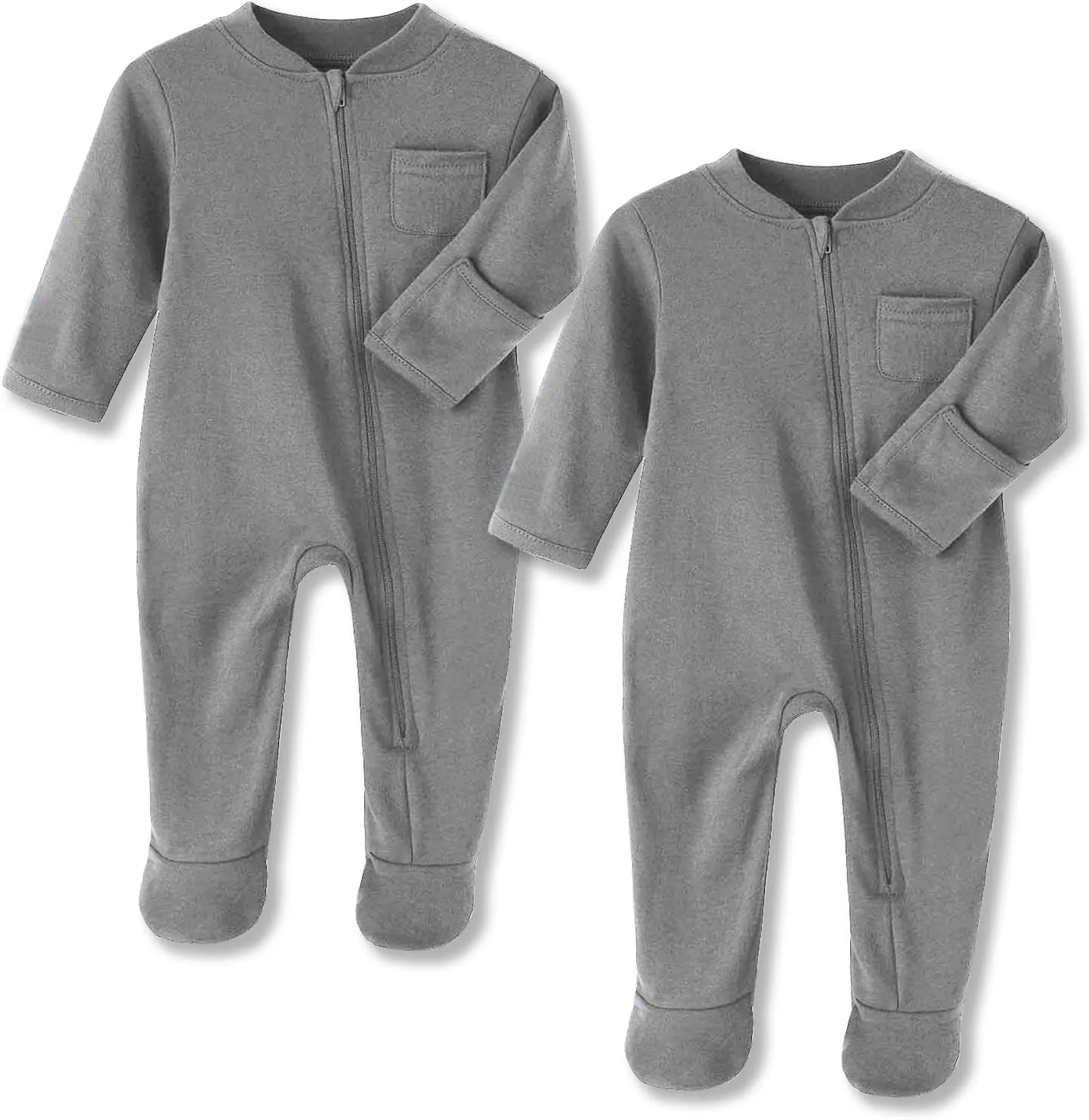 Eleven's Kingdom Baby Kids Sleep and Play,Baby Cotton Pajamas with Mitten Cuffs, 2 Way Zipper Footed Sleeper 0-12 Month