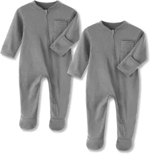 Eleven's Kingdom Baby Kids Sleep and Play,Baby Cotton Pajamas with Mitten Cuffs, 2 Way Zipper Footed Sleeper 0-12 Month