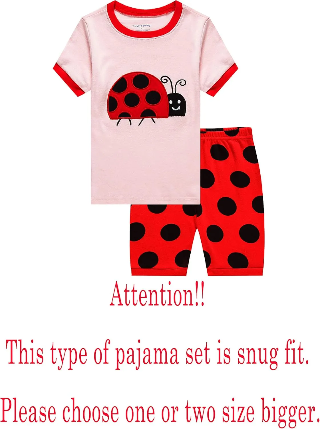 Family Feeling Giraffe Little Girls' Short Pajamas 100% Cotton Clothes