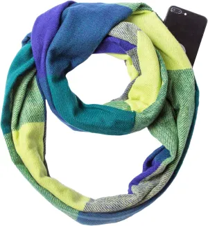 Fashion Infinity Scarf Plaid & Tartan Lightweight Travel Scarves for Women Girls Ladies with Hidden Zipper Pocket
