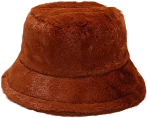 Faux Fur Winter Bucket Hat for Women Men Fluffy Warm Hat Women's Furry Fisherman Cap for Casual, Trips, Sports, Skiing