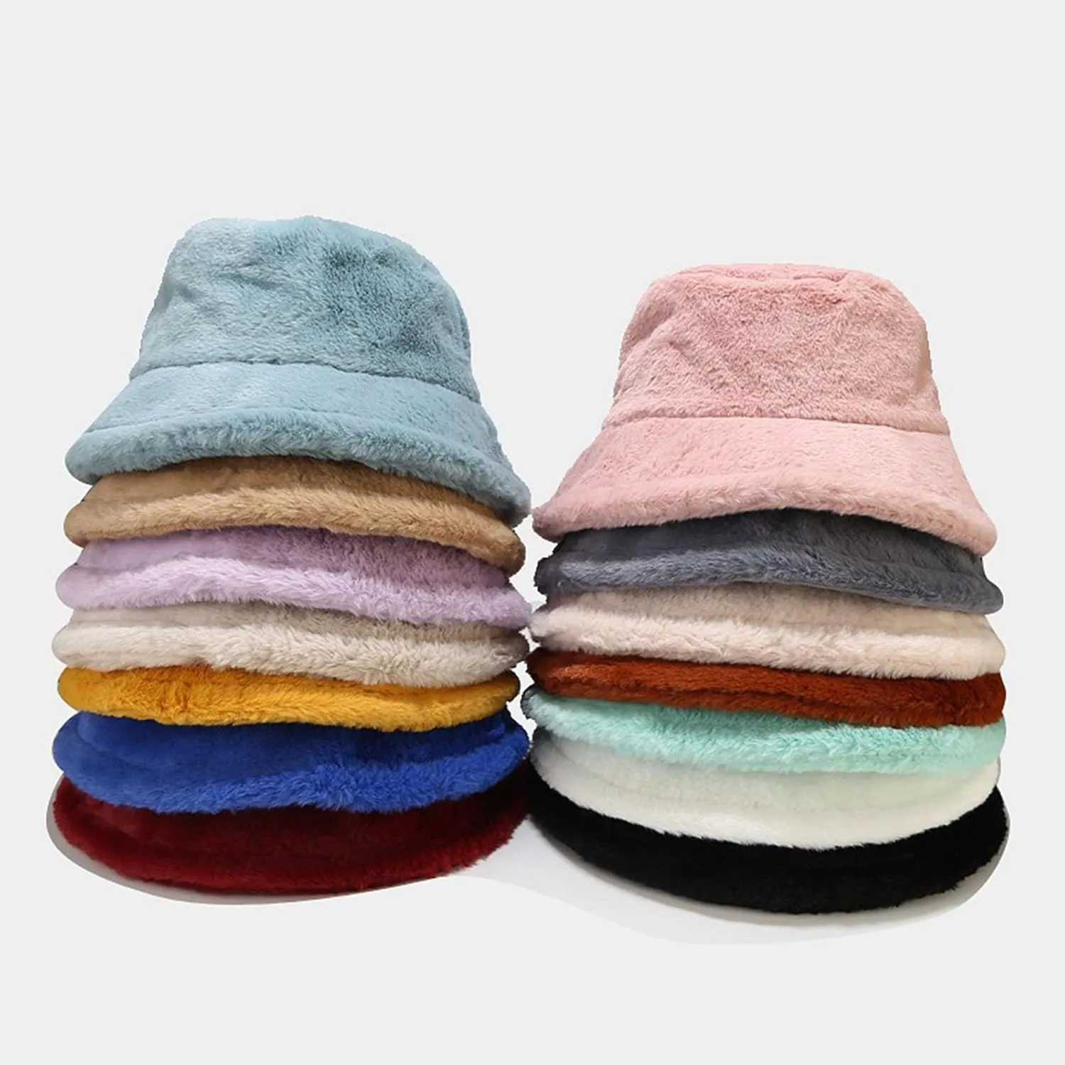 Faux Fur Winter Bucket Hat for Women Men Fluffy Warm Hat Women's Furry Fisherman Cap for Casual, Trips, Sports, Skiing