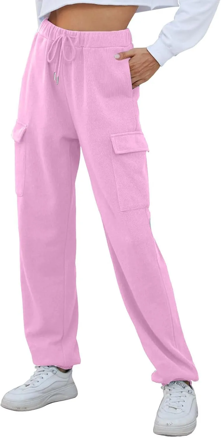 Fleece Lined Joggers Women Winter Pants 2025 Womens Warm Sweatpants Hiking Pants Sweat Cargo Pants High Waisted Drawstring