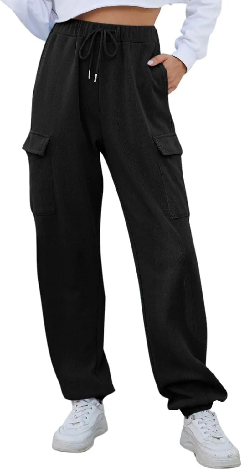 Fleece Lined Joggers Women Winter Pants 2025 Womens Warm Sweatpants Hiking Pants Sweat Cargo Pants High Waisted Drawstring