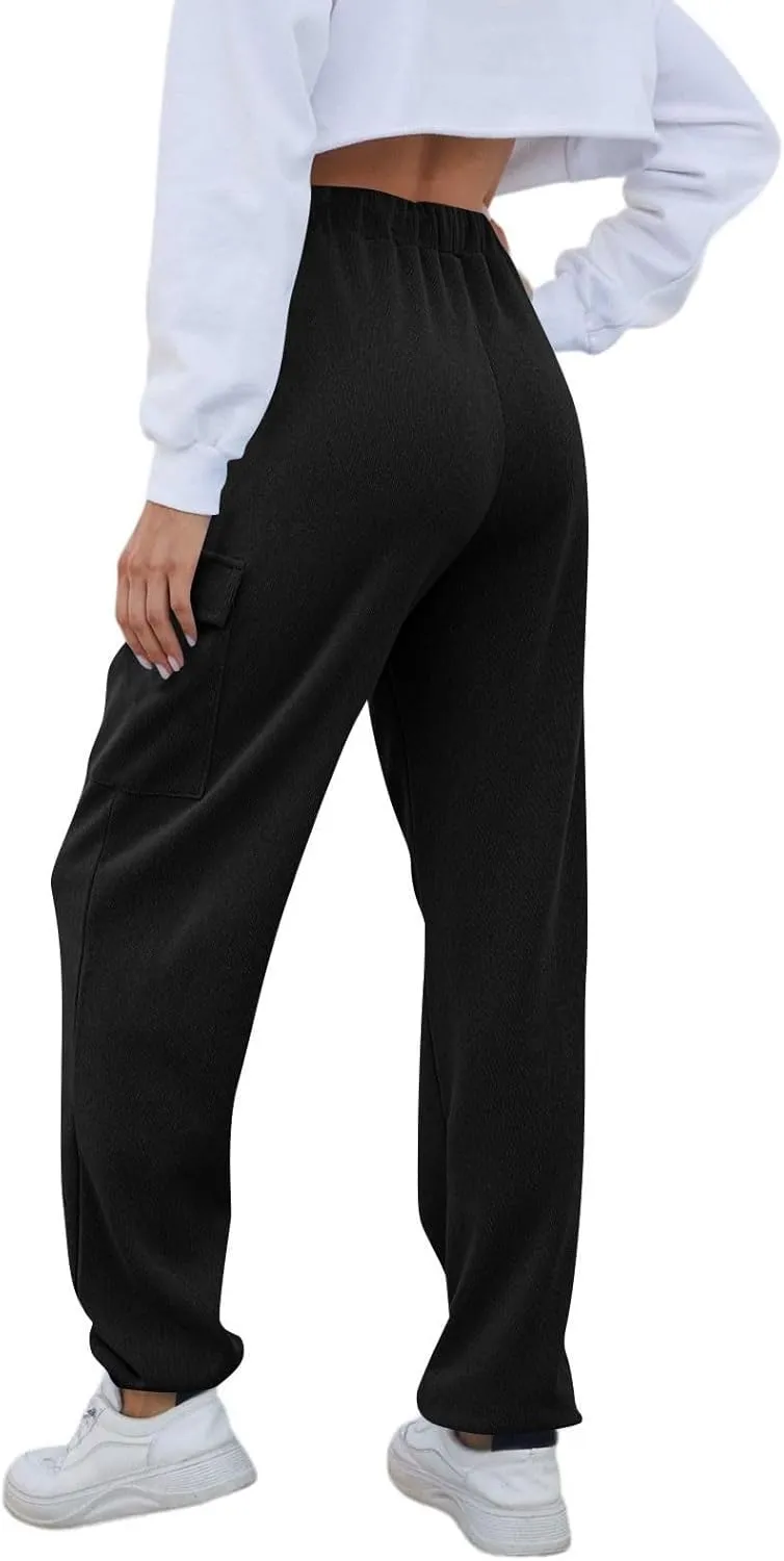 Fleece Lined Joggers Women Winter Pants 2025 Womens Warm Sweatpants Hiking Pants Sweat Cargo Pants High Waisted Drawstring