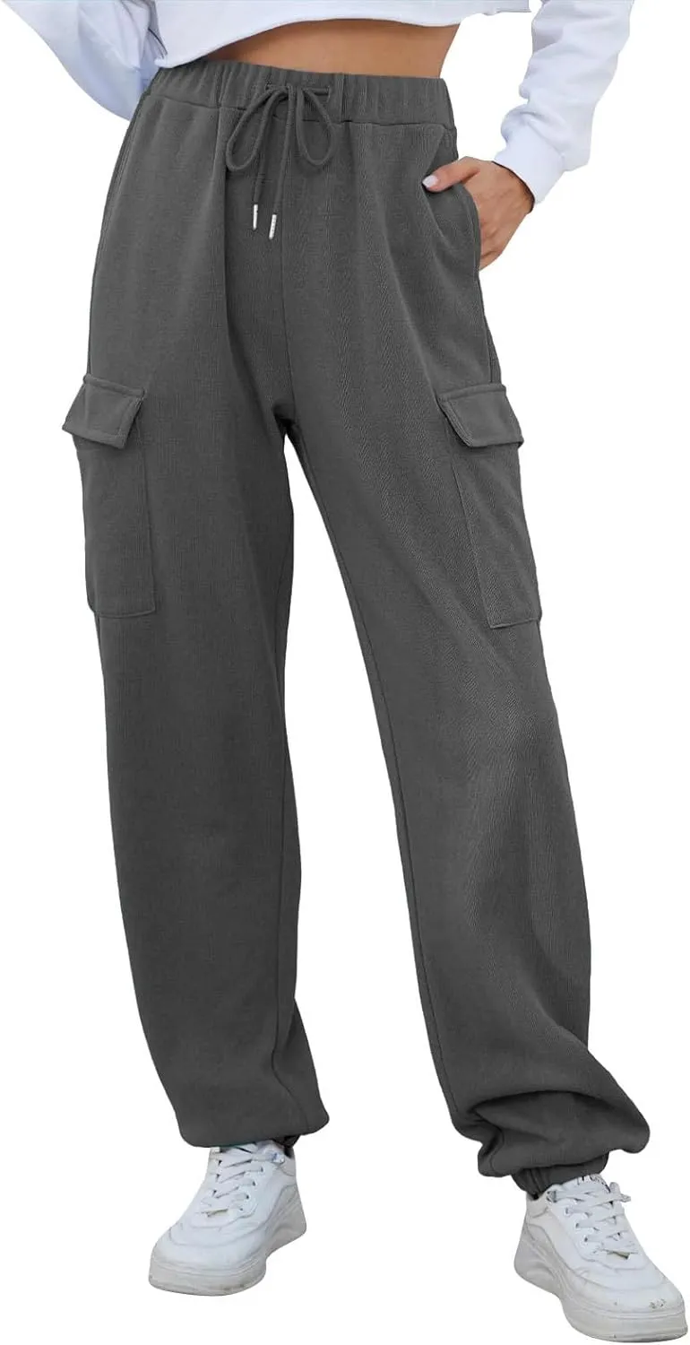 Fleece Lined Joggers Women Winter Pants 2025 Womens Warm Sweatpants Hiking Pants Sweat Cargo Pants High Waisted Drawstring