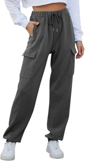 Fleece Lined Joggers Women Winter Pants 2025 Womens Warm Sweatpants Hiking Pants Sweat Cargo Pants High Waisted Drawstring