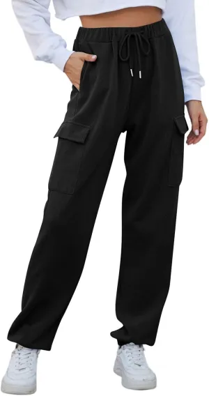 Fleece Lined Joggers Women Winter Pants 2025 Womens Warm Sweatpants Hiking Pants Sweat Cargo Pants High Waisted Drawstring