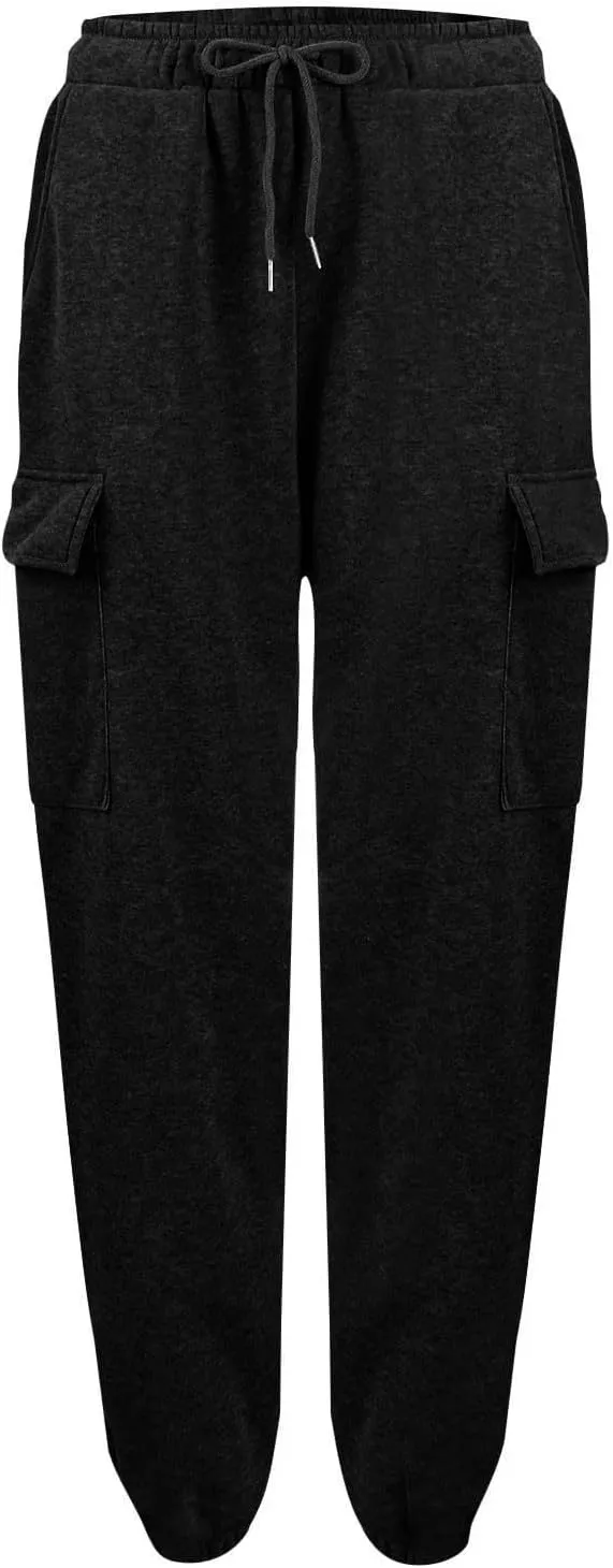Fleece Lined Joggers Women Winter Pants 2025 Womens Warm Sweatpants Hiking Pants Sweat Cargo Pants High Waisted Drawstring