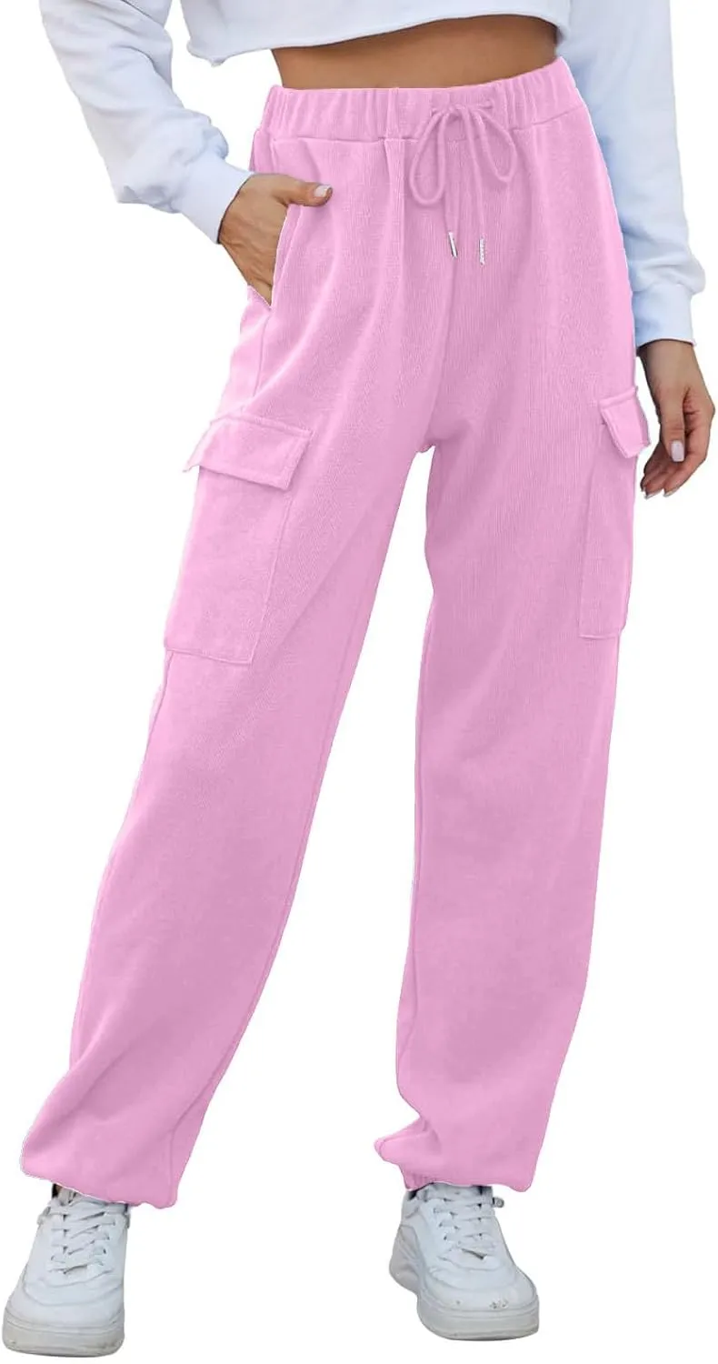 Fleece Lined Joggers Women Winter Pants 2025 Womens Warm Sweatpants Hiking Pants Sweat Cargo Pants High Waisted Drawstring