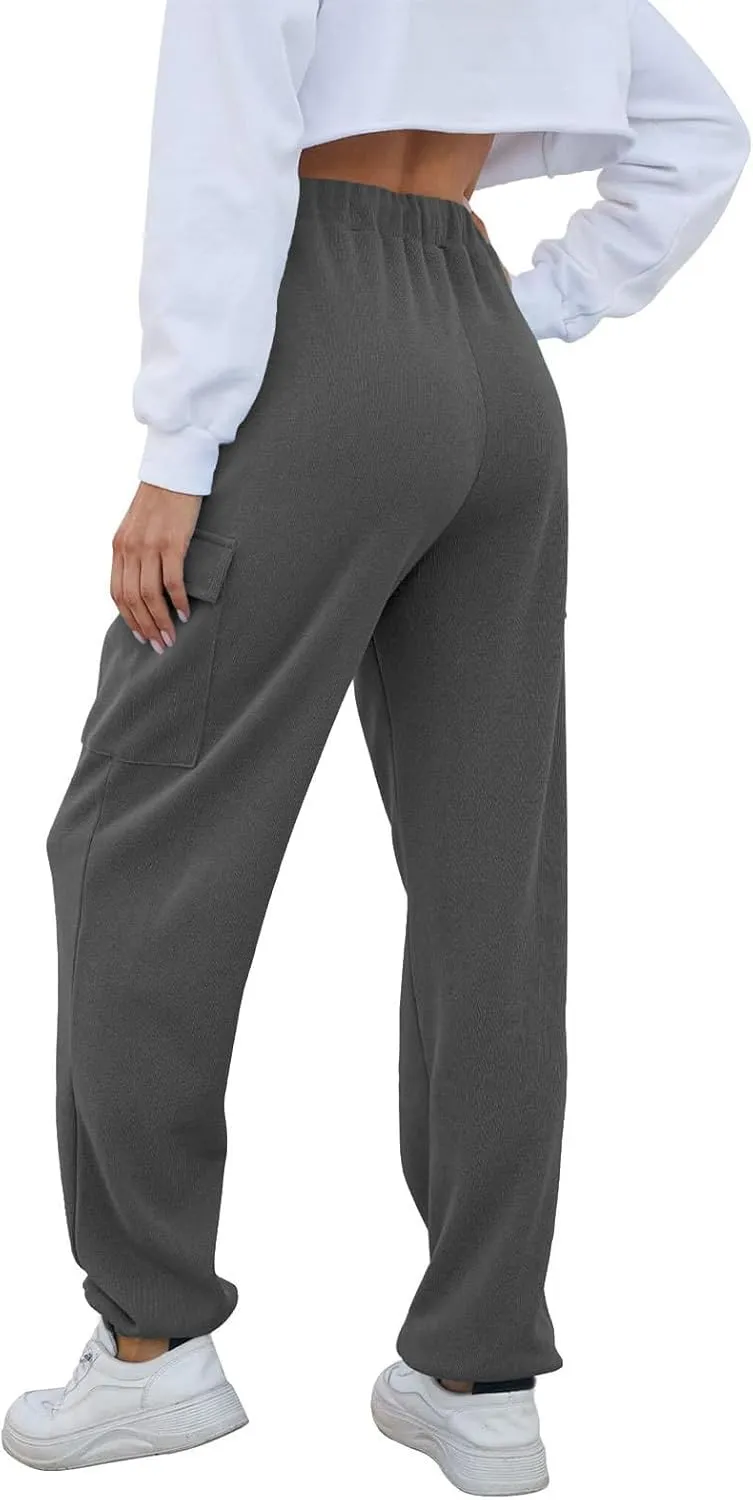 Fleece Lined Joggers Women Winter Pants 2025 Womens Warm Sweatpants Hiking Pants Sweat Cargo Pants High Waisted Drawstring